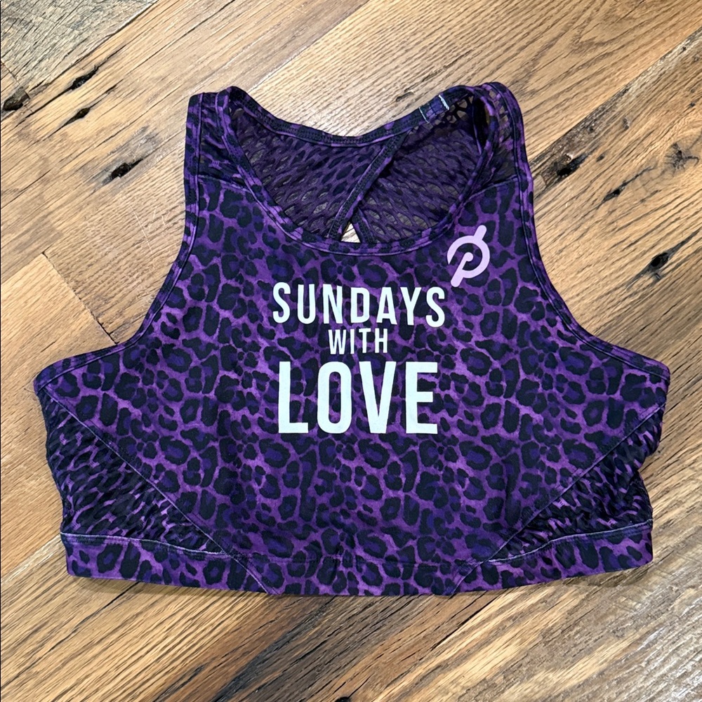 Purple Leopard Print Sports Bra Peloton